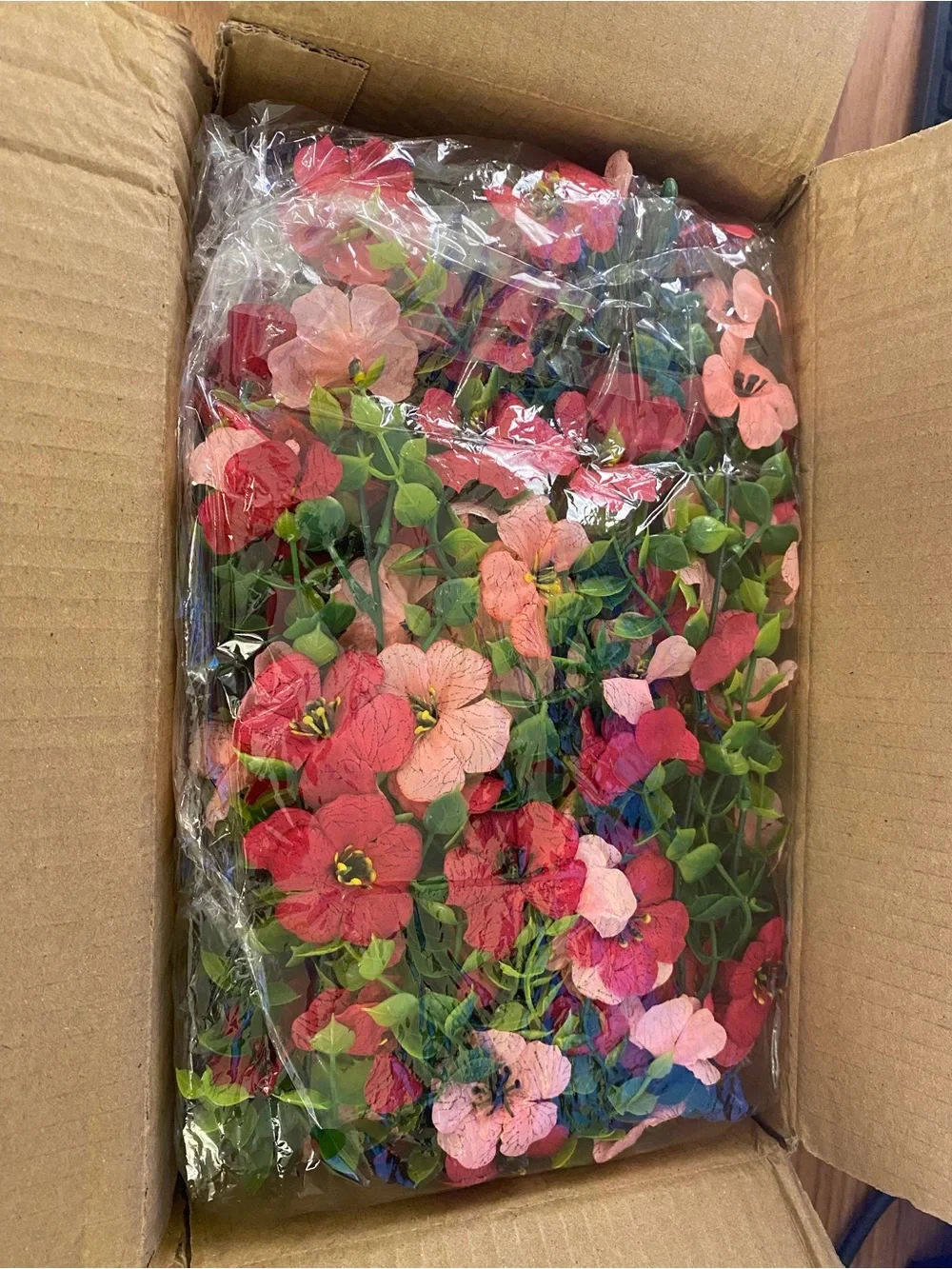 2 Pack Artificial Hanging Flower Baskets UV Resistant Pink Outdoor Vines